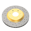 Load image into Gallery viewer, DBA Front Street Series Drilled &amp; Slotted Rotor w/Gold Hat fits 2004-2012 Mazda 3 i / 2007-2011 Mazda 3 Mazdaspeed / 2007-...