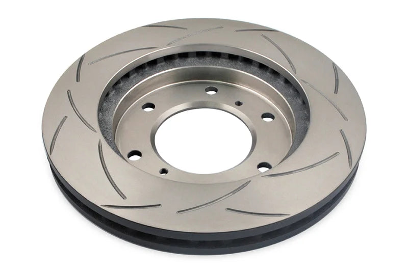 DBA Mitsubishi 07+ Triton ML/MN / 09-14 Challenger PB/PC Front T2 Slotted 4x4 Survival Series Rotor - Back View