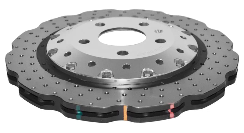 DBA Rear 5000 Series Drilled Wavy Rotor w/Silver Hat (w/Scalloped edge Iron Discs) fits 2013-2016 Audi RS5 / 2015 Audi RS5...