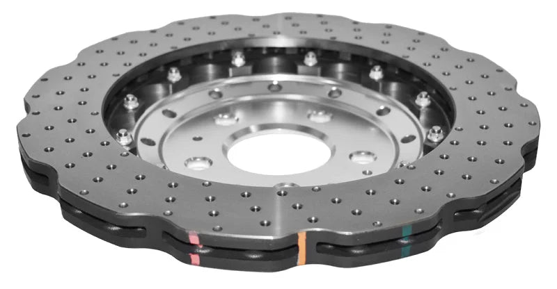 DBA Rear 5000 Series Drilled Wavy Rotor w/Silver Hat (w/Scalloped edge Iron Discs) fits 2013-2016 Audi RS5 / 2015 Audi RS5...