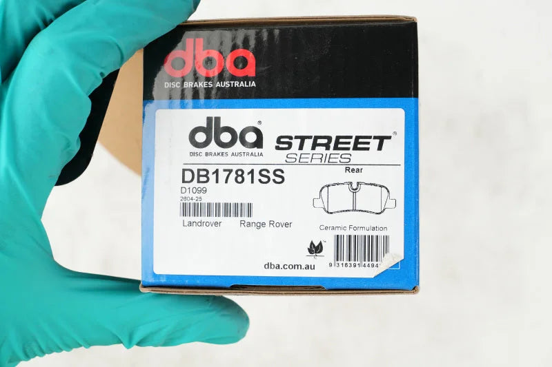 DBA Street Series Brake Pads fits 2005-2014 Land Rover LR3 / LR4 / Range Rover / Range Rover SPORT Hse V6 Rear - Side View