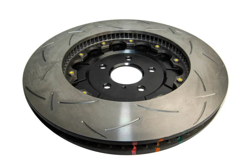DBA T3 5000 Slotted Series w/ Black Hat Front Left 2012 Nissan GTR R35 - Back View