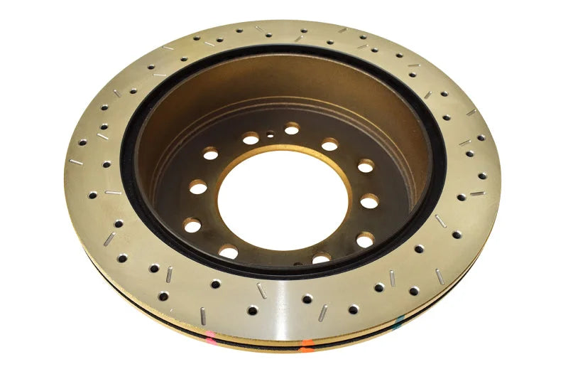 DBA Toyota Cruiser Rear Drilled & Slotted 4000 Series Rotor - Back View