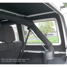 Load image into Gallery viewer, DEI 18-23 Jeep Wrangler JL 2-Door Boom Mat Rear Side Window Trim - 2 Piece - Gray - Installation View