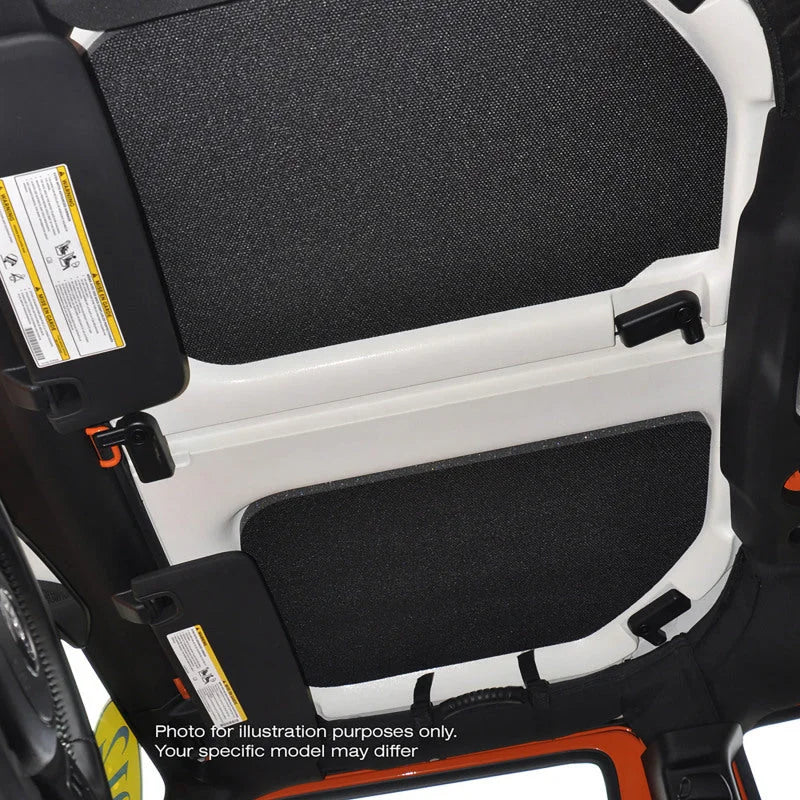 DEI 18-23 Jeep Wrangler JL 4-Door Boom Mat Complete Headliner Kit - 13 Piece - Gray - Detail View