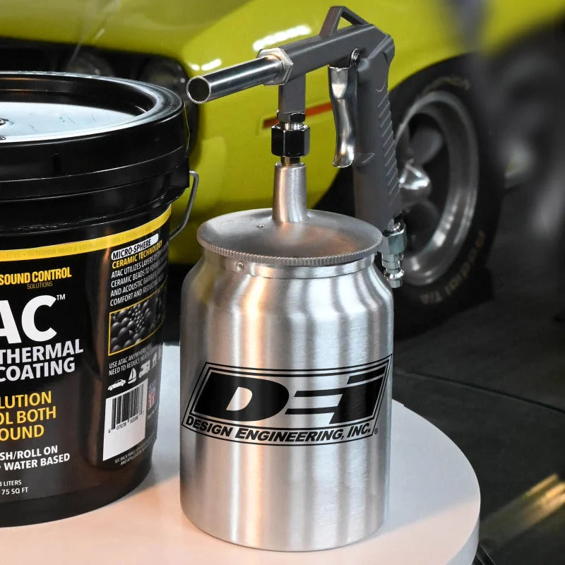 DEI ATAC (Advanced Thermal Acoustic Coating) Paint Spray Gun & Canister - Side View