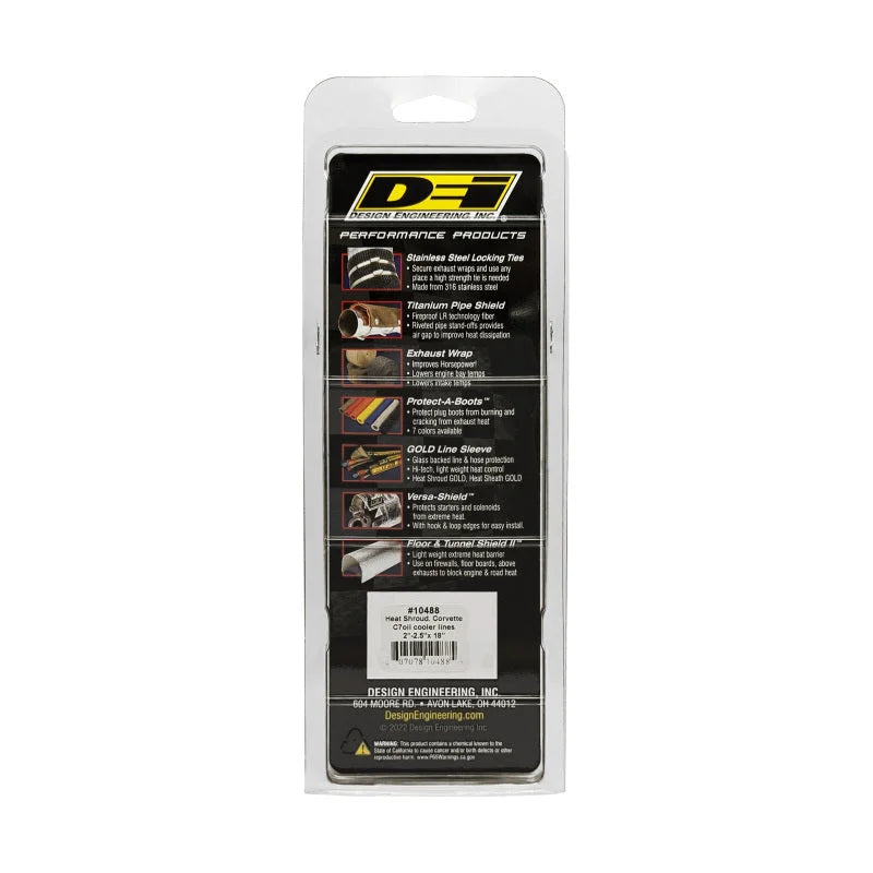 DEI Corvette C7 Oil Cooler Line Sleeves 2in - 2-1/2in x 18in Heat Shroud - Installation View