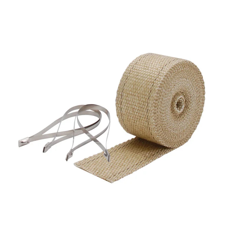 DEI Exhaust Wrap Kit - Pipe Wrap and Locking Tie - Tan - Side View