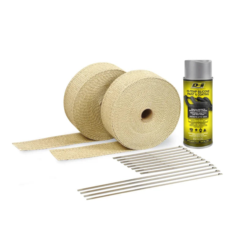 DEI Exhaust Wrap Kit - Tan Wrap & Aluminum HT Silicone Coating (Aerosol) - Side View