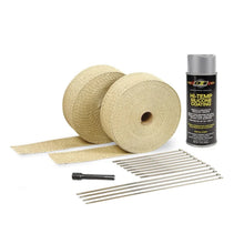 Load image into Gallery viewer, DEI Exhaust Wrap Kit - Tan Wrap &amp; Aluminum HT Silicone Coating (Aerosol) - Back View