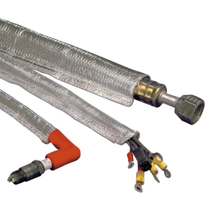 DEI Heat Sheath 1in x 3ft - Aluminized Sleeving - Sewn Edge - Back View