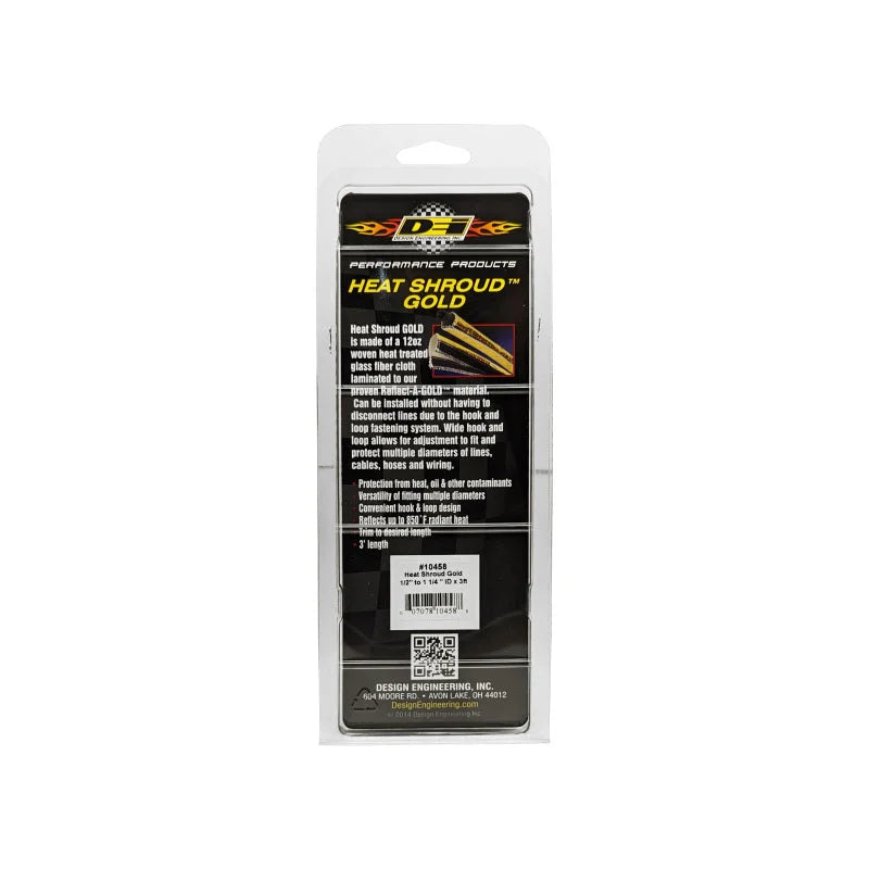 DEI Heat Shroud 1/2in to 1-1/4in I.D. x 3ft - Gold - Side View