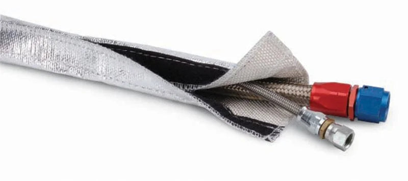 DEI Heat Shroud 2-1/2in x 3ft - Aluminized Sleeving-Hook and Loop Edge - Side View
