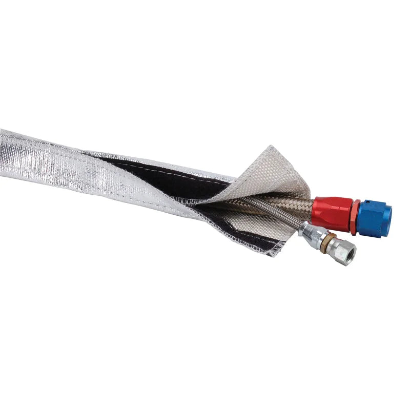 DEI Heat Shroud 3/4in I.D. x 3ft - Aluminized Sleeving - Hook and Loop Edge 10457 - Side View