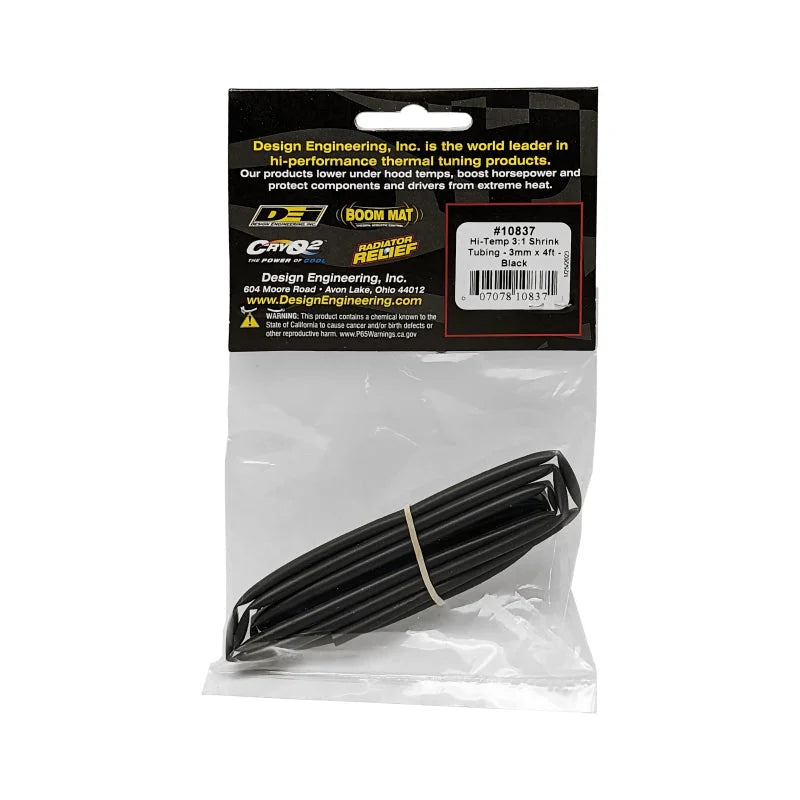 DEI Hi-Temp Shrink Tube 3mm x 4ft - Black - Side View