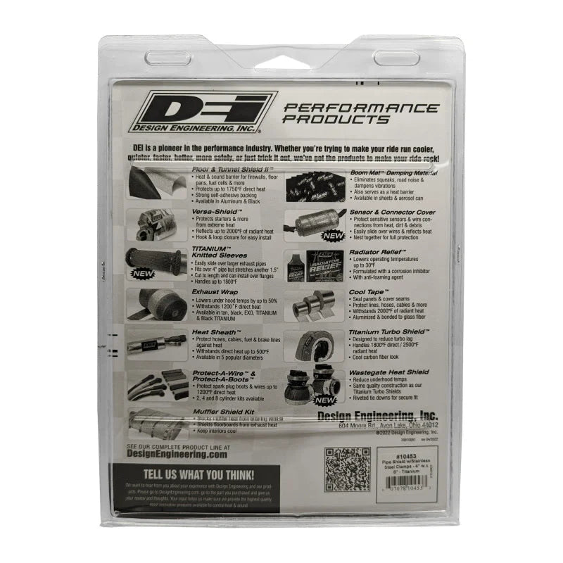 DEI Pipe Shield w/Stainless Steel Clamps - 4in x 8in - Titanium - Back View