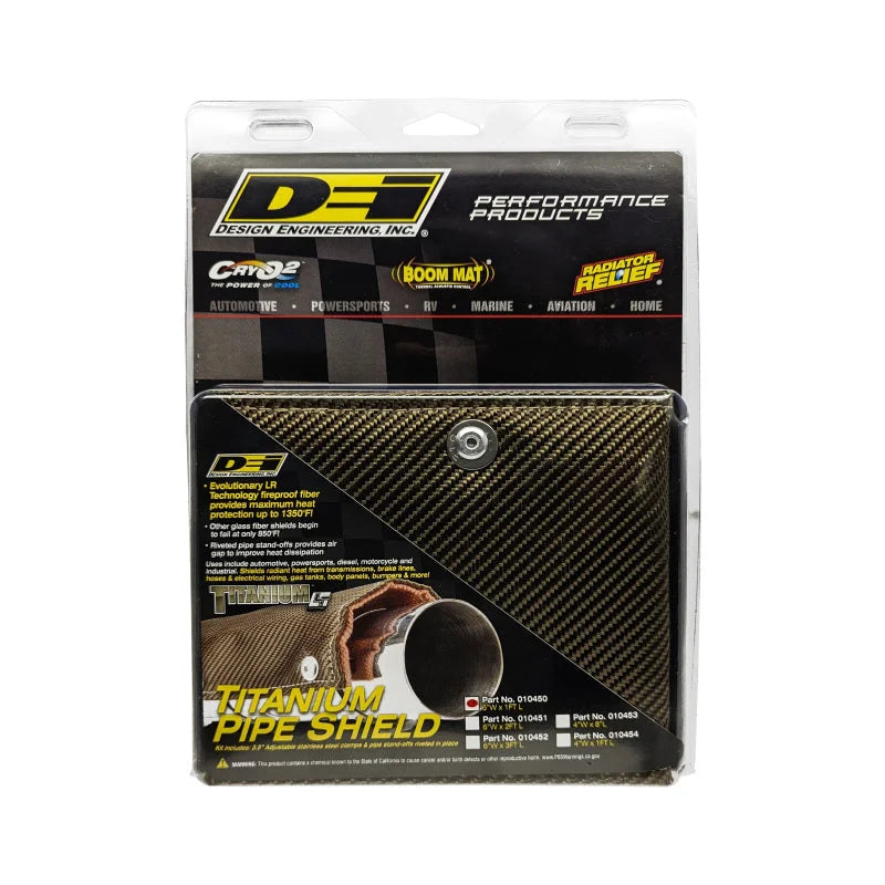 DEI Pipe Shield w/Stainless Steel Clamps - 6in x 12in - Titanium - Back View