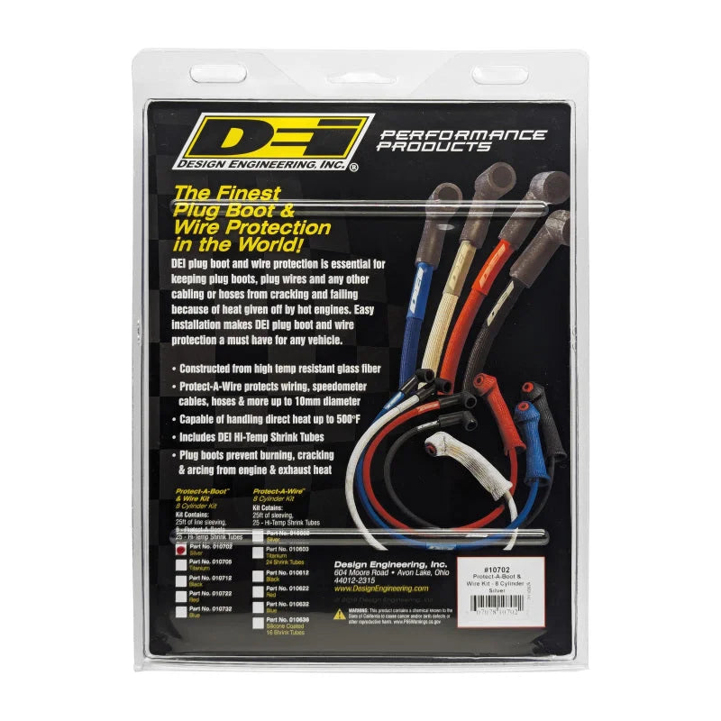 DEI Protect-A-Boot and Wire Kit 8 Cylinder - Silver - Back View