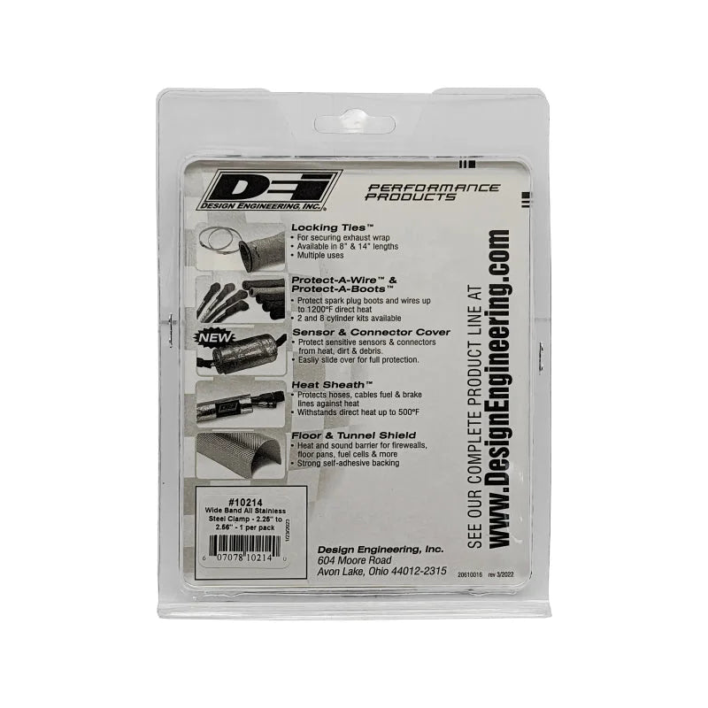 DEI Stainless Clamp 2.25in to 2.56in - Wide Band Clamp 1 per pack - Side View