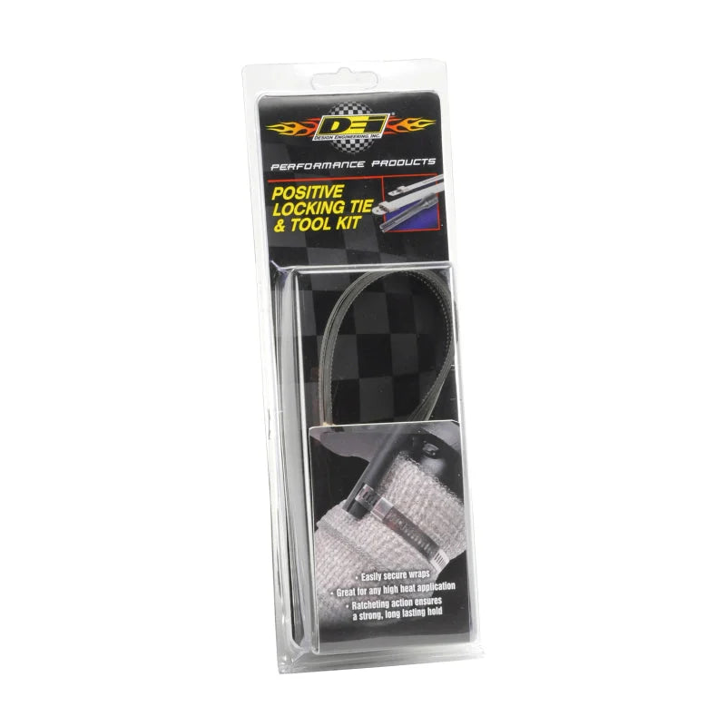 DEI Stainless Steel Positive Locking Tie & Tool Kit - 8in (8 Pack) & 14in (4 Pack) - Side View