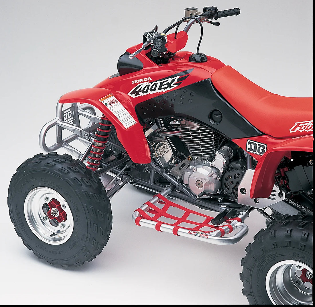 DG Performance Nerf Bars - TRX250X - Natural/Red - Detail View