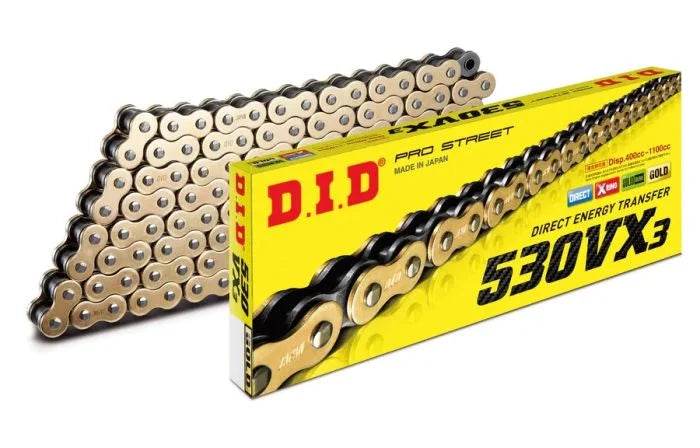D.I.D D.I.D X-RING CHAIN 530VX3 GOLD & BLACK 112ZB M530VX3G112ZB