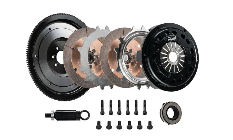 DKM Clutch VW Corrado/Golf/GTI (1.8T) Ceramic Twin Disc MR Clutch w/Flywheel (650 ft/lbs Torque) - Side View