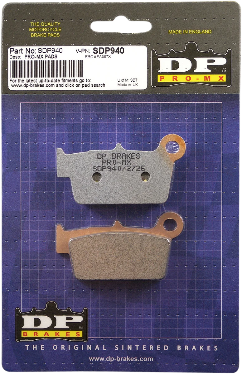 DP Brakes Pro MX Sintered Brake Pads - SDP935 SDP935 - Side View