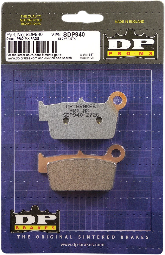 DP Brakes Pro MX Sintered Brake Pads - SDP935 SDP935 - Side View