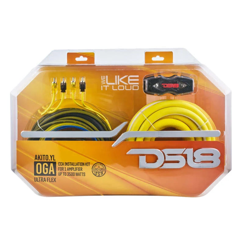 DS18 0-GA Amplifier Install Kit Advance- Yellow - Installation View