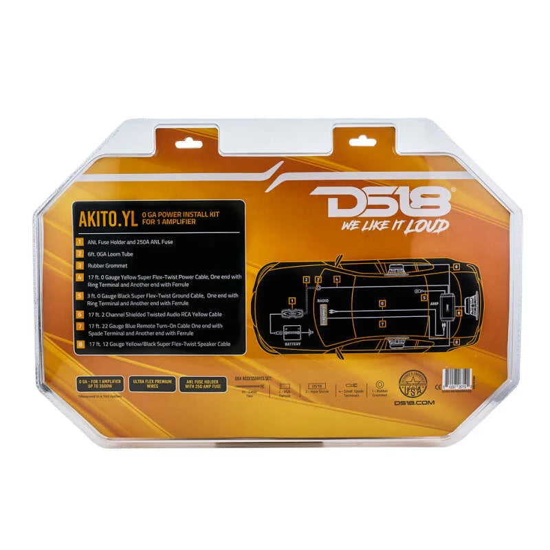 DS18 0-GA Amplifier Install Kit Advance- Yellow - Additional View 6