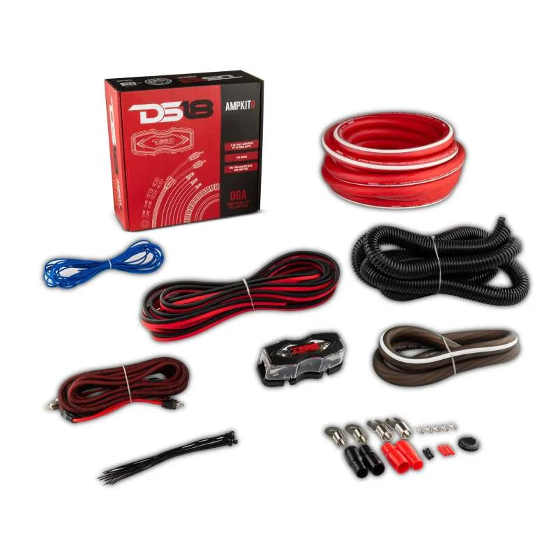 DS18 0-GA Amplifier Install Kit- Red - Back View