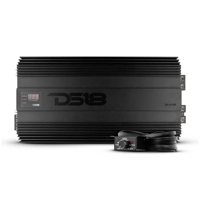 DS18 1-Channel Amp 15000 Burst/0.5ohm 8000/1ohm 4800/2ohm 2500/4ohm Watts RMS w/ Voltmeter Black - Back View