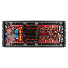 Load image into Gallery viewer, DS18 1-Channel Amp 18000 Burst/0.67ohm 10000/1ohm 5800/2ohm 3500/4ohm Watts RMS w/ Voltmeter Red - Side View