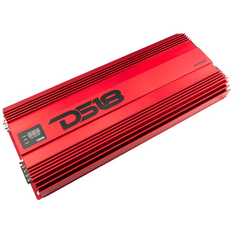 DS18 1-Channel Amp 18000 Burst/0.67ohm 10000/1ohm 5800/2ohm 3500/4ohm Watts RMS w/ Voltmeter Red - Additional View 5