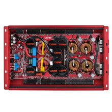 Load image into Gallery viewer, DS18 1-Channel Amp 9200 Burst/0.5ohm 5000/1ohm 3500/2ohm 2200/4ohm Watts RMS w/ Voltmeter Red - Back View
