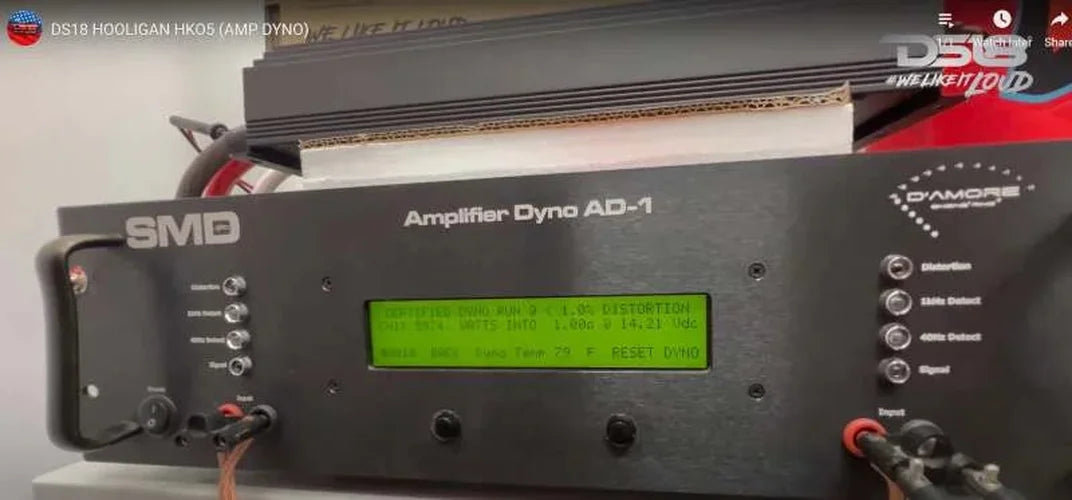 DS18 1-Channel Amp 9200 Burst/0.5ohm 5000/1ohm 3500/2ohm 2200/4ohm Watts RMS w/ Voltmeter Black - Back View