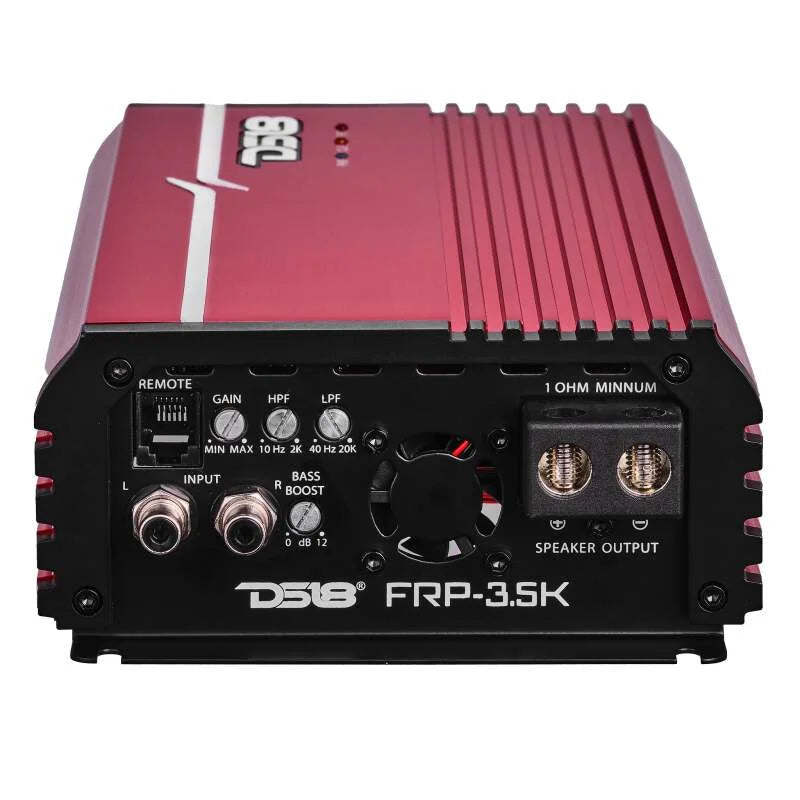 DS18 1-Channel Amp Class D Full-Range Monoblock 3500 Watts RMS/1ohm Red - Side View