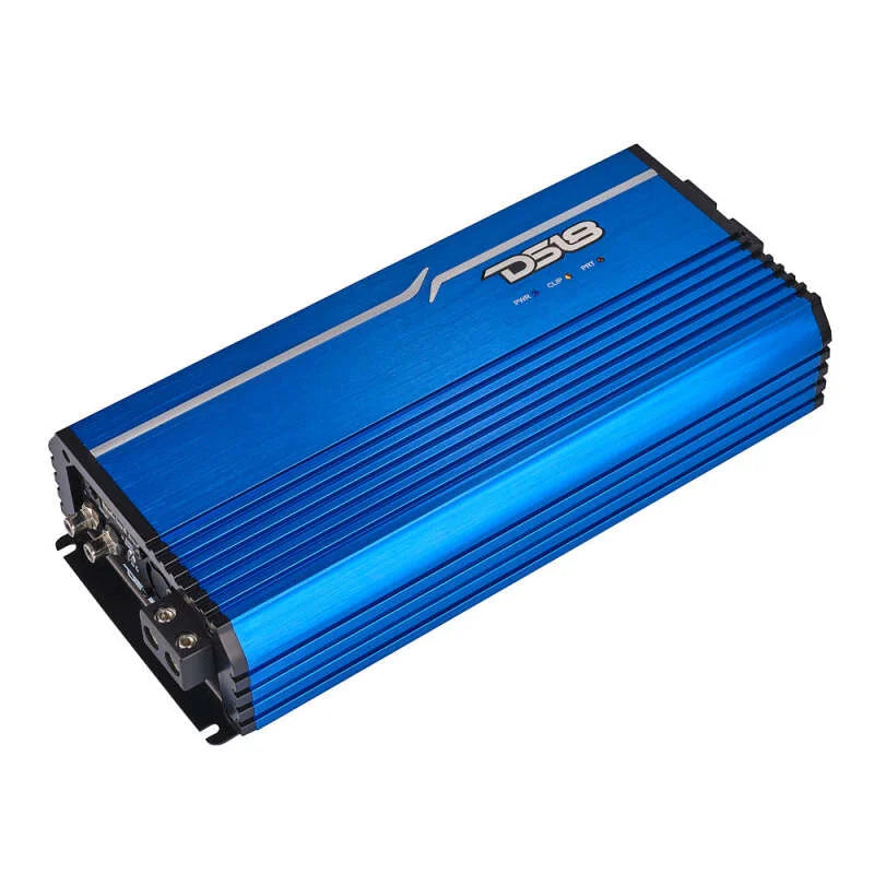 DS18 1-Channel Amp Class D Full-Range Monoblock 5000 Watts RMS/1ohm DPIV1/0 Terminals Included Blue - Main Product View