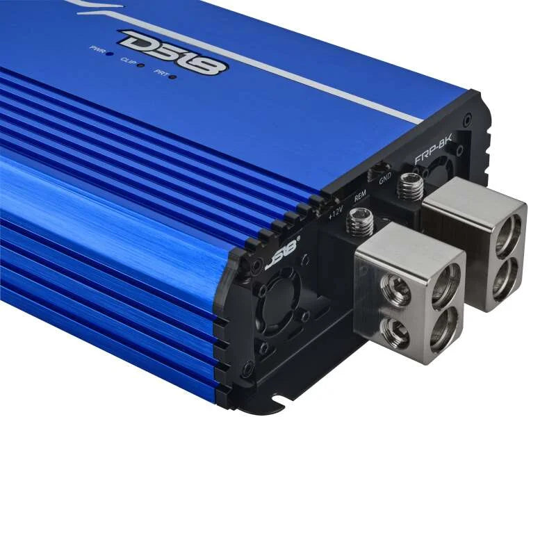 DS18 1-Channel Class D Full-Range Monoblock 8000 Watts RMS at1 ohm DPIV1/0 Terminals Included Blue - Additional View 5