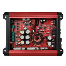 Load image into Gallery viewer, DS18 1-Channel SXE Amplifier Class D 500/1ohm 350/2ohm 200/4ohm Watts RMS- Red - Side View