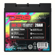 Load image into Gallery viewer, DS18 1000 Watts 28 AH Infinite AGM Power Cell Battery - Back View