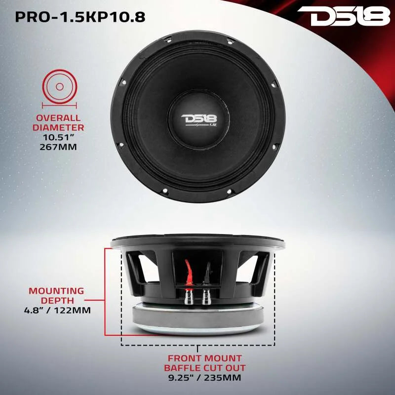 DS18 10in 1000 Watts RMS 8 ohm Mid-Bass Loudspeaker - Additional View 6