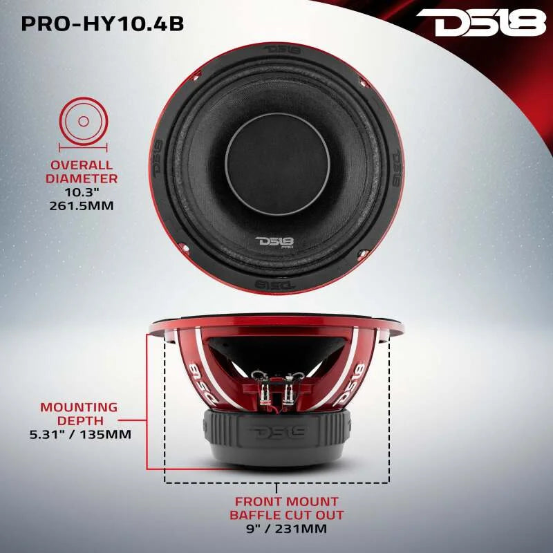 DS18 10in 350 Watts RMS 4 ohm Mid-Range Loudspeaker w/ Water Resistant Cone - Additional View 5