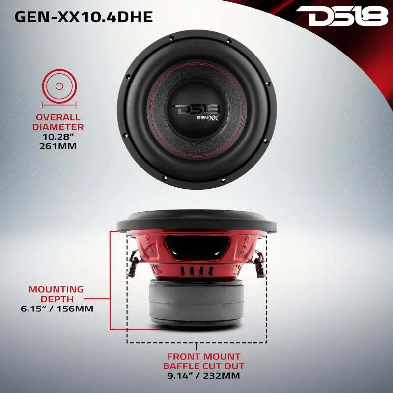 DS18 10in 500 Watts RMS 4 ohm DVC Double Stacked Magnet High Excursion Subwoofers - Installation View