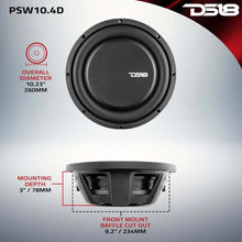 Load image into Gallery viewer, DS18 10in 500 Watts RMS 4 ohm DVC Shallow Mount Water Resistant Subwoofer - Main Product View