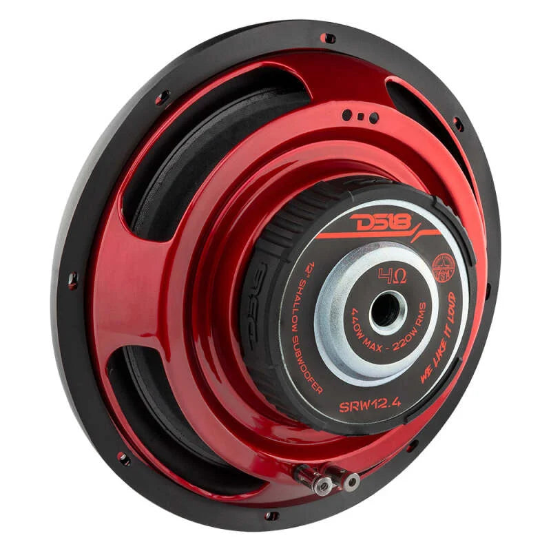 DS18 12in 220 Watts RMS 4 ohm SVC Shallow Mount Subwoofer - Main Product View