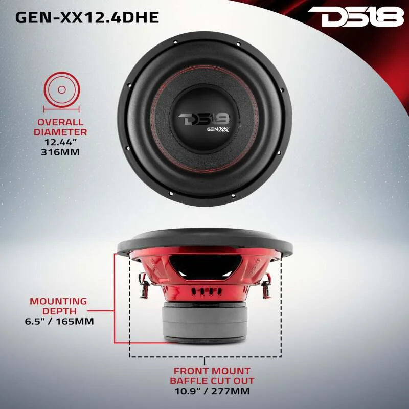 DS18 12in 600 Watts RMS 4 ohm DVC Double Stacked Magnet High Excursion Subwoofers - Additional View 5