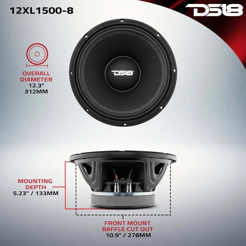 DS18 12in 750 Watts RMS 8 ohm Mid-Range Loudspeakers - Additional View 7