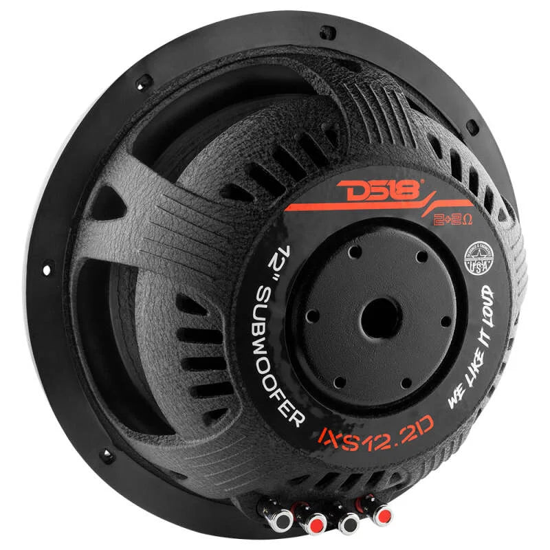 DS18 12in 800 Watts RMS 2 Ohm DVC Shallow Mount Fiber Glass Subwoofer IXS Series - Back View